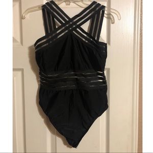 Black sheer baiting suit